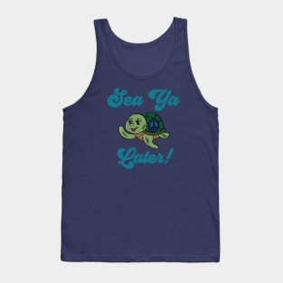 “Sea Ya Later” Sea Turtle With Peace Sign Tank Top